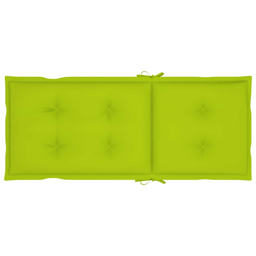 Sedie pieghevoli, 2 pezzi, con cuscini verde brillante, in legno massello di teak.