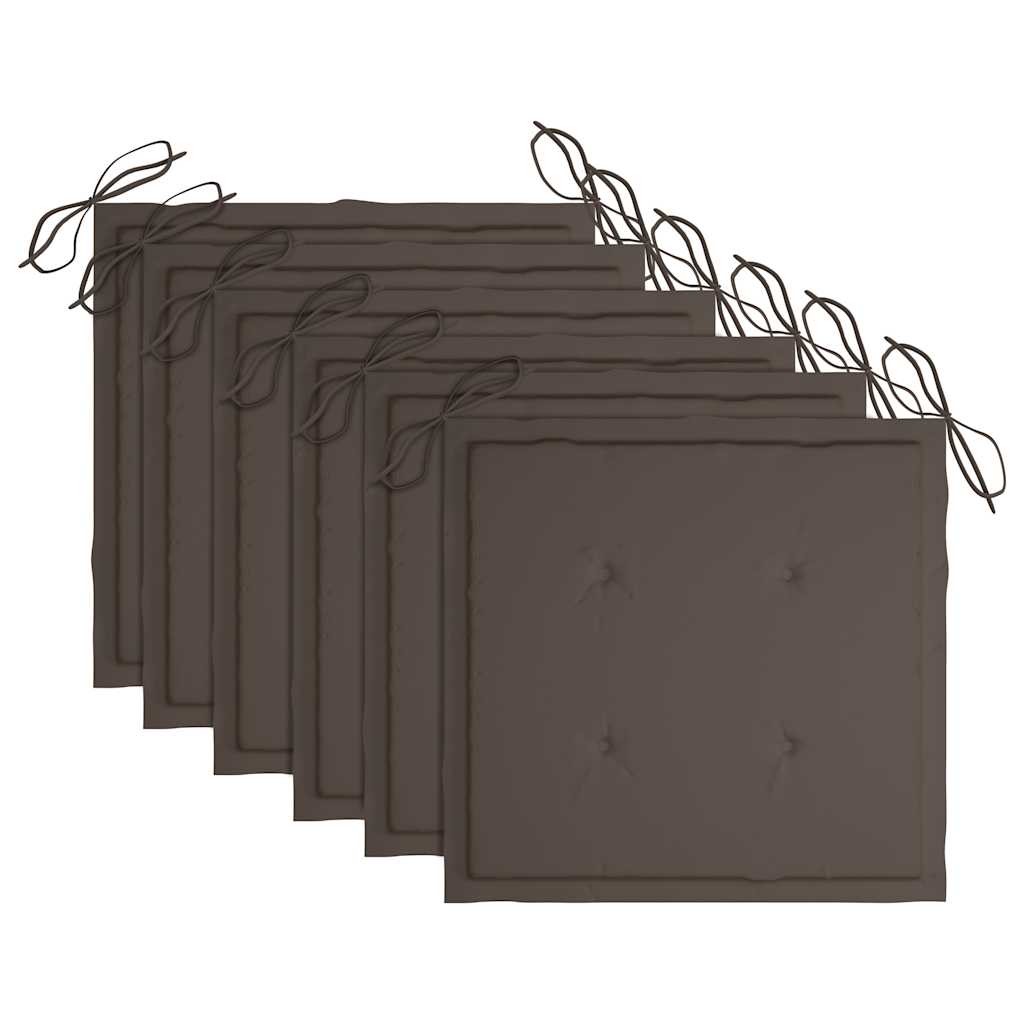 Sedie Pieghevoli con Cuscini Tortora 6 pz Legno Massello Teak