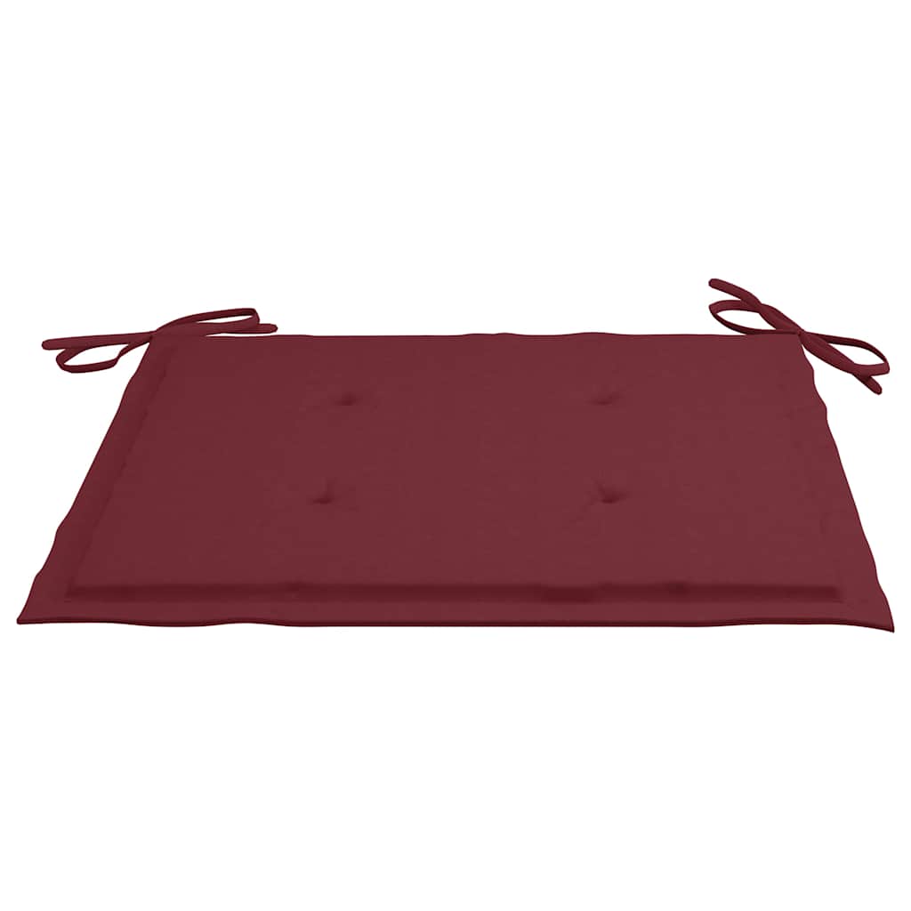 Sedie Pieghevoli con Cuscini Rosso Vino 6pz Legno Massello Teak