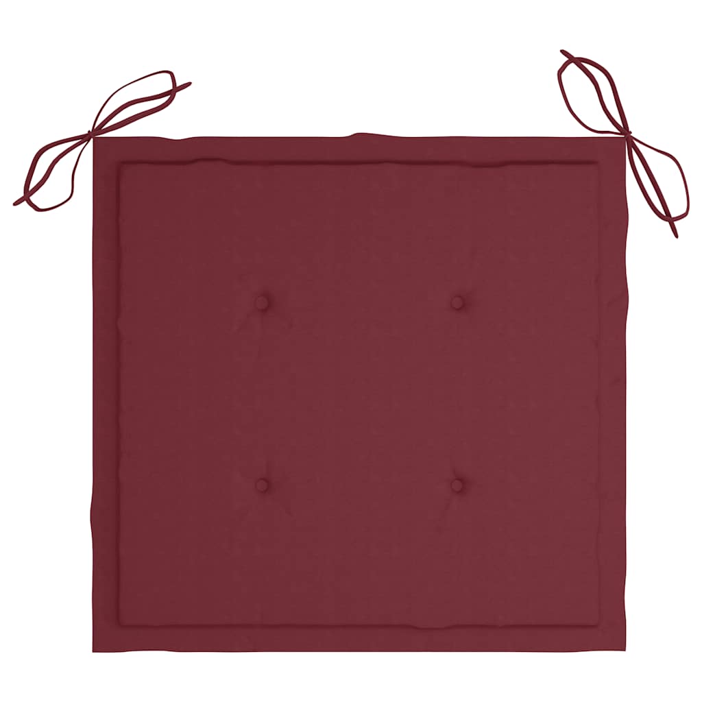Sedie Pieghevoli con Cuscini Rosso Vino 6pz Legno Massello Teak