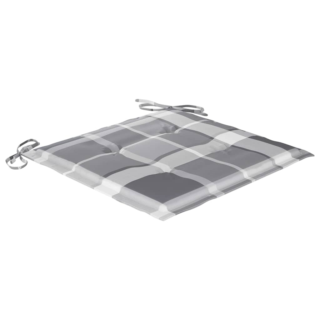 Sedie Pieghevoli Cuscini Motivo Quadri Grigio 6pz Massello Teak