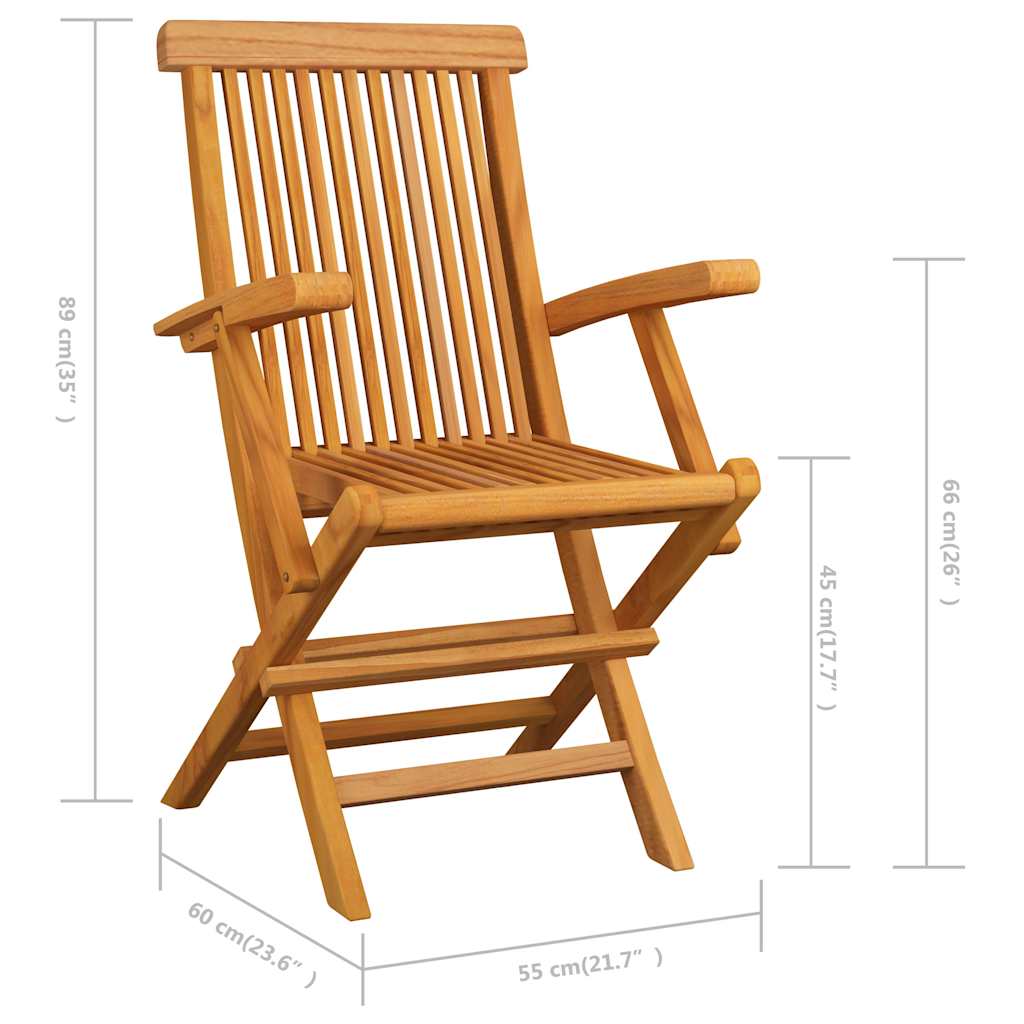 Sedie Pieghevoli con Cuscini Grigi 6 pz Legno Massello di Teak