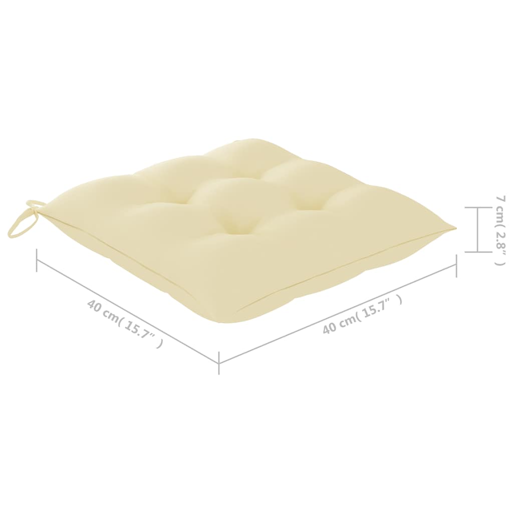Sedie Pieghevoli 6pz con Cuscini Bianco Crema Massello di Teak