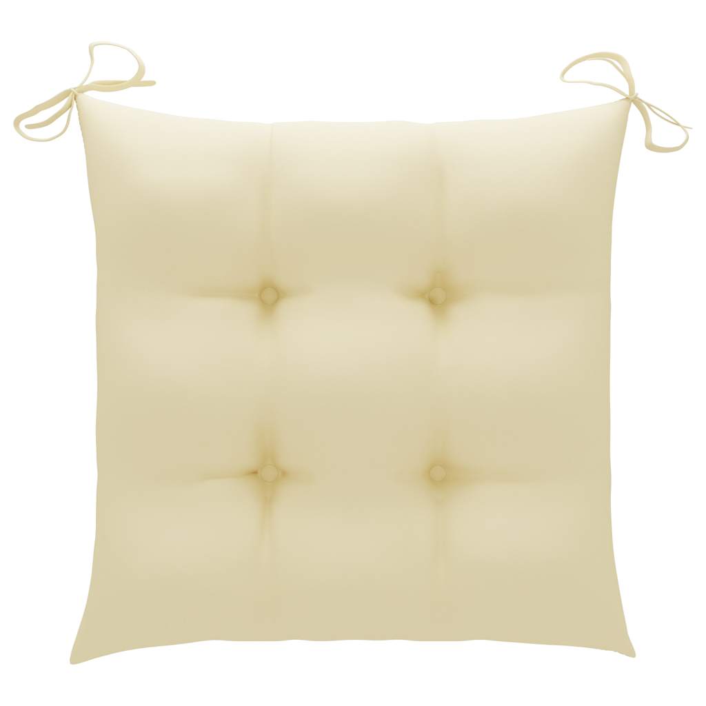 Sedie Pieghevoli 6pz con Cuscini Bianco Crema Massello di Teak