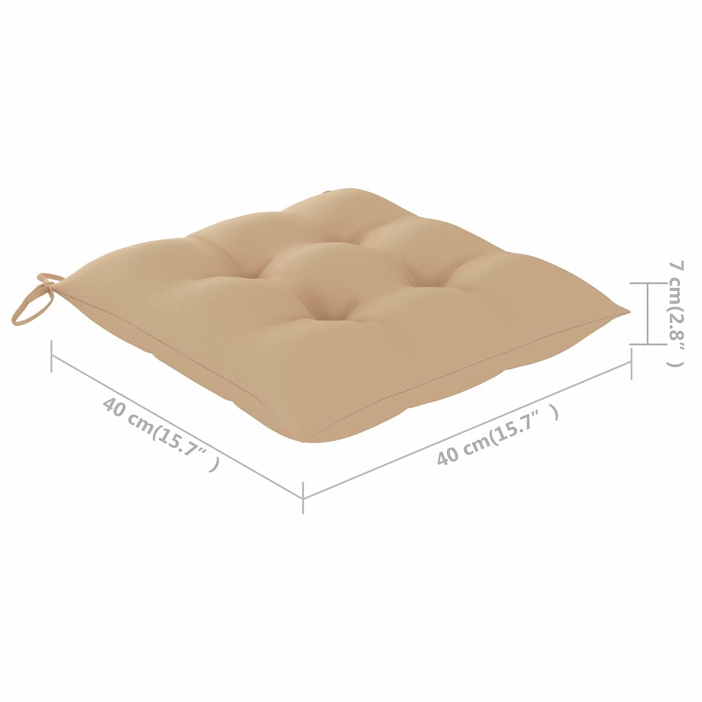 Sedie Pieghevoli con Cuscini Beige 6 pz Legno Massello di Teak