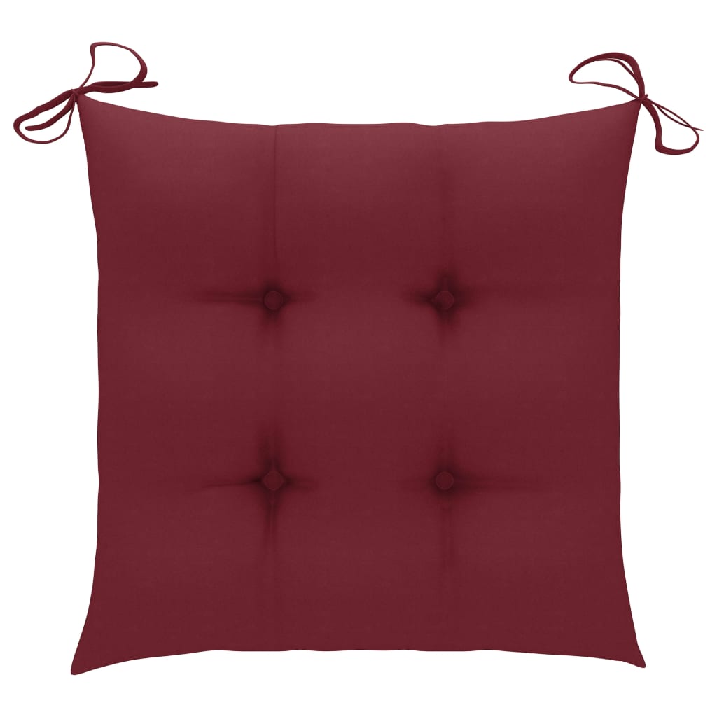 Sedie Pieghevoli con Cuscini Rosso Vino 6pz Legno Massello Teak