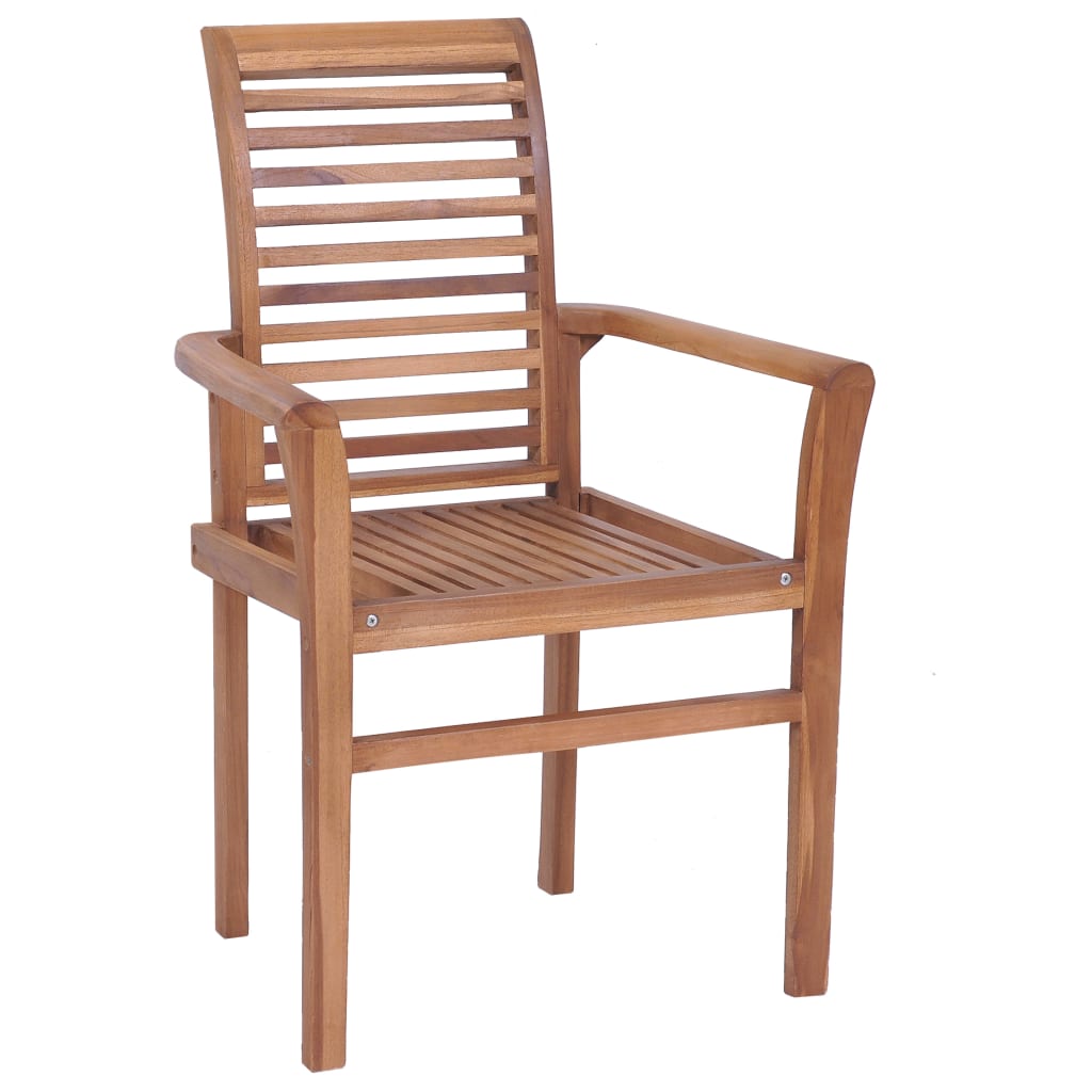 Sedie da Pranzo 4 pz con Cuscini Blu in Massello di Teak
