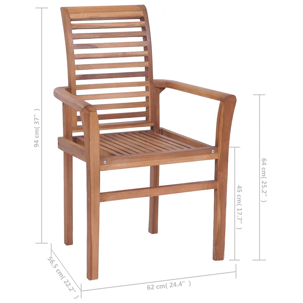 Sedie da Pranzo 4 pz con Cuscini Verdi in Massello di Teak