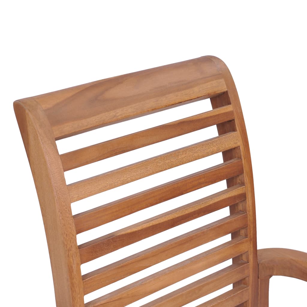 Sedie da Pranzo 4 pz con Cuscini Rossi in Massello di Teak