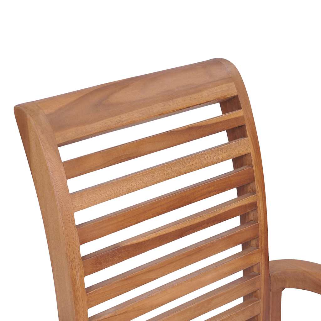 Sedie da Pranzo 4 pz con Cuscini Neri in Massello di Teak