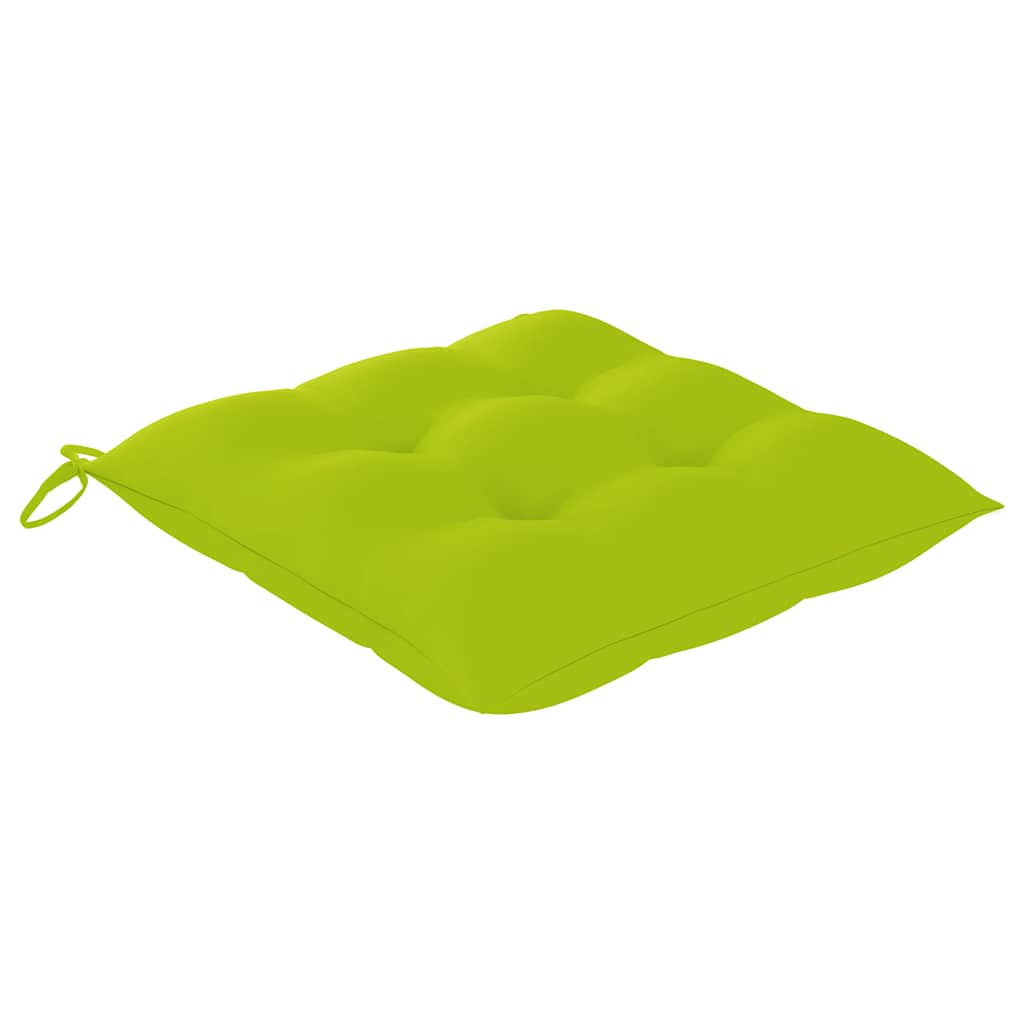 Sedie da Pranzo 4 pz e Cuscini Verde Brillante Massello di Teak