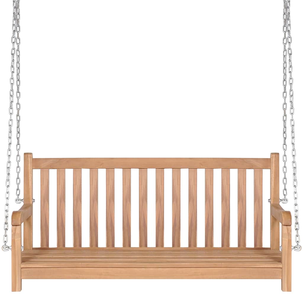 Dondolo con Cuscino Grigio 120 cm in Massello di Teak