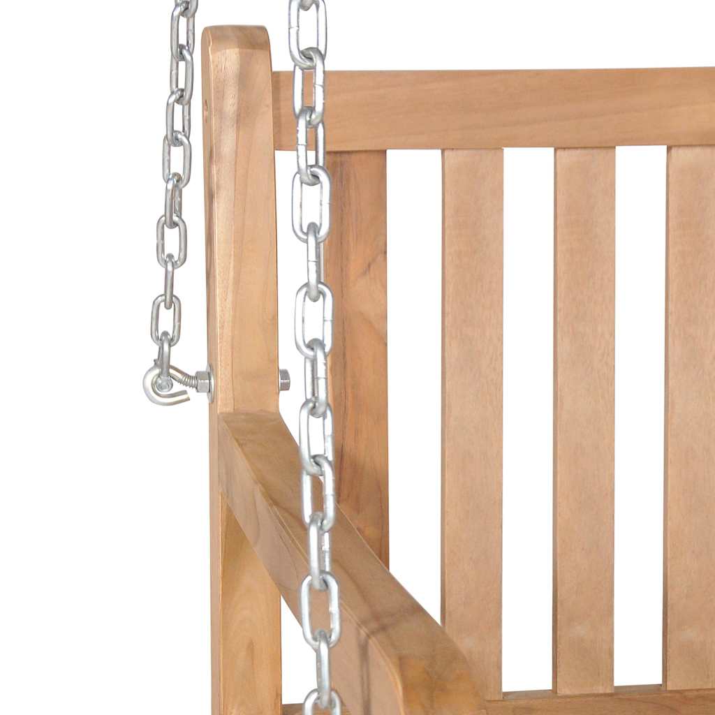 Dondolo con Cuscino Grigio 120 cm in Massello di Teak
