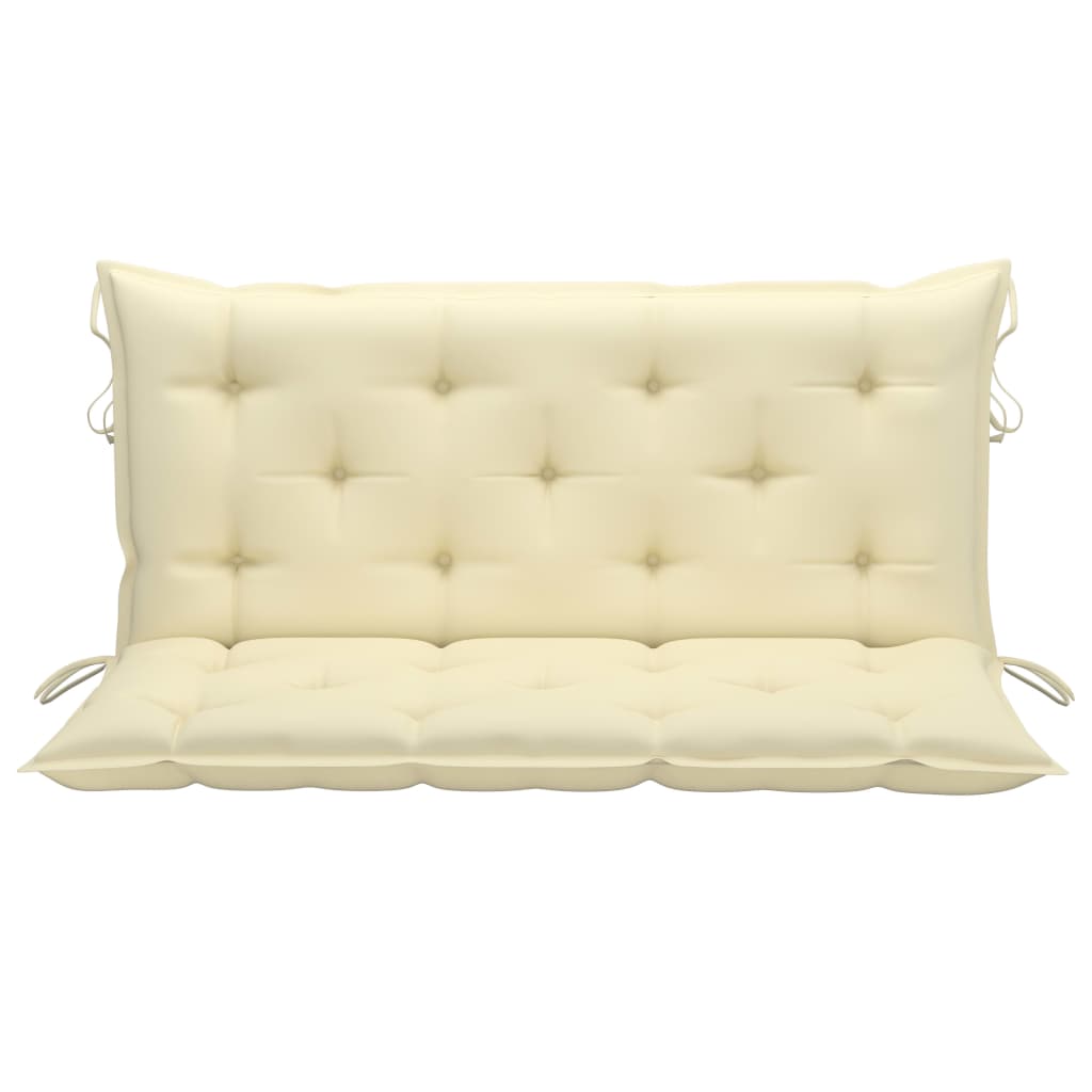 Dondolo con Cuscino Bianco 120 cm in Massello di Teak