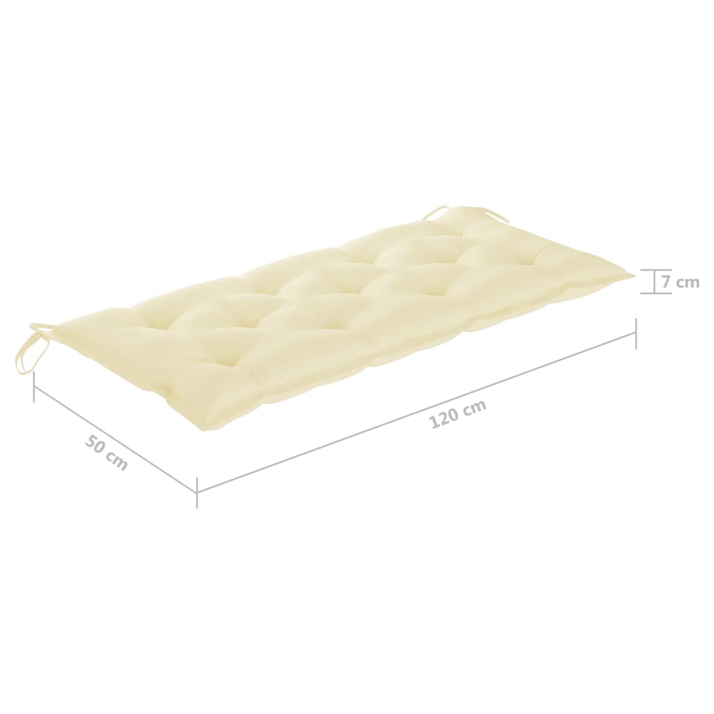 Dondolo con Cuscino Bianco 120 cm in Massello di Teak