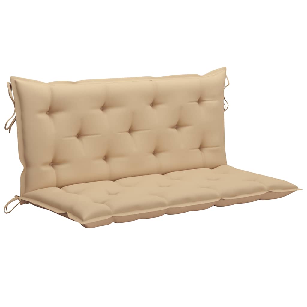 Dondolo con Cuscino Beige 120 cm in Massello di Teak