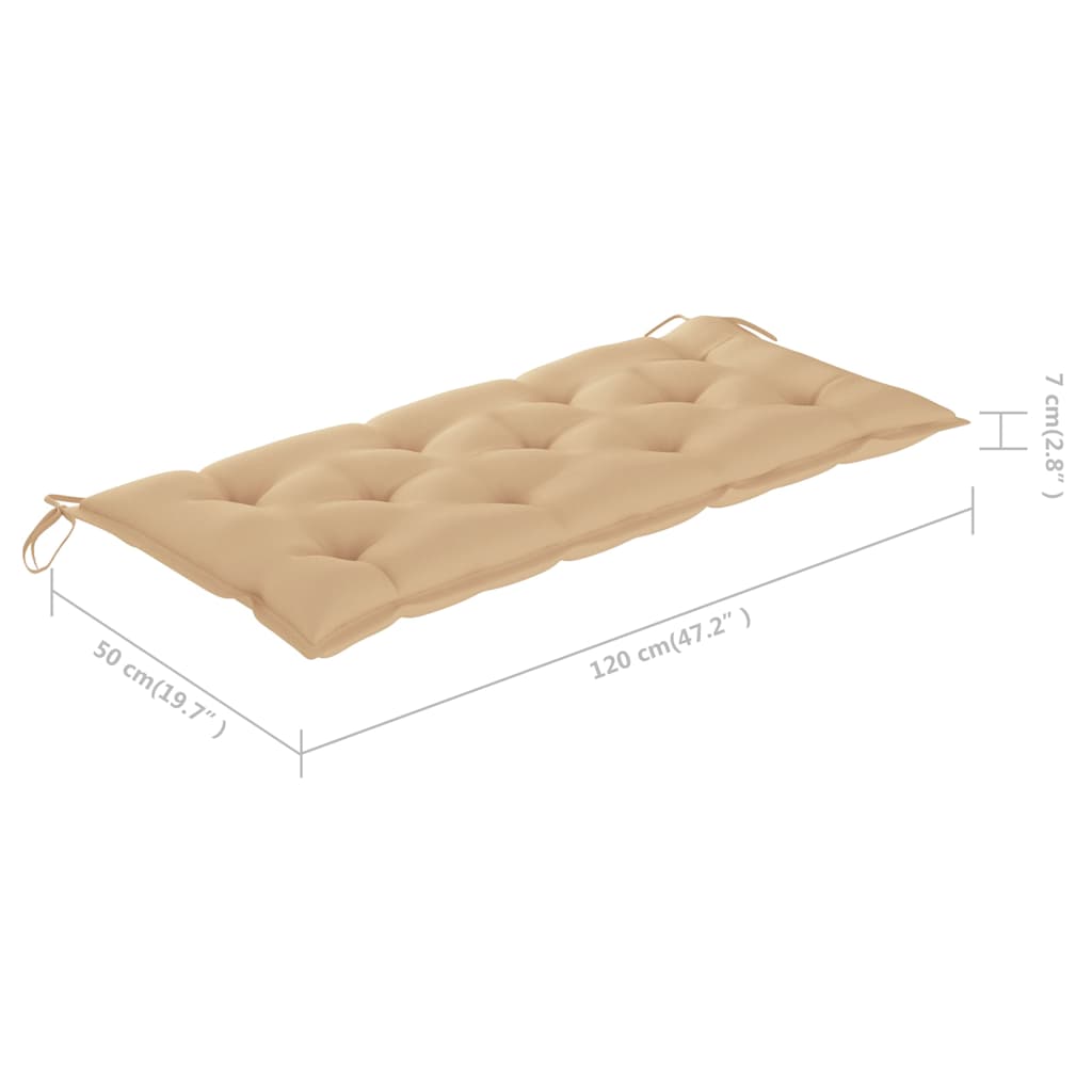 Dondolo con Cuscino Beige 120 cm in Massello di Teak
