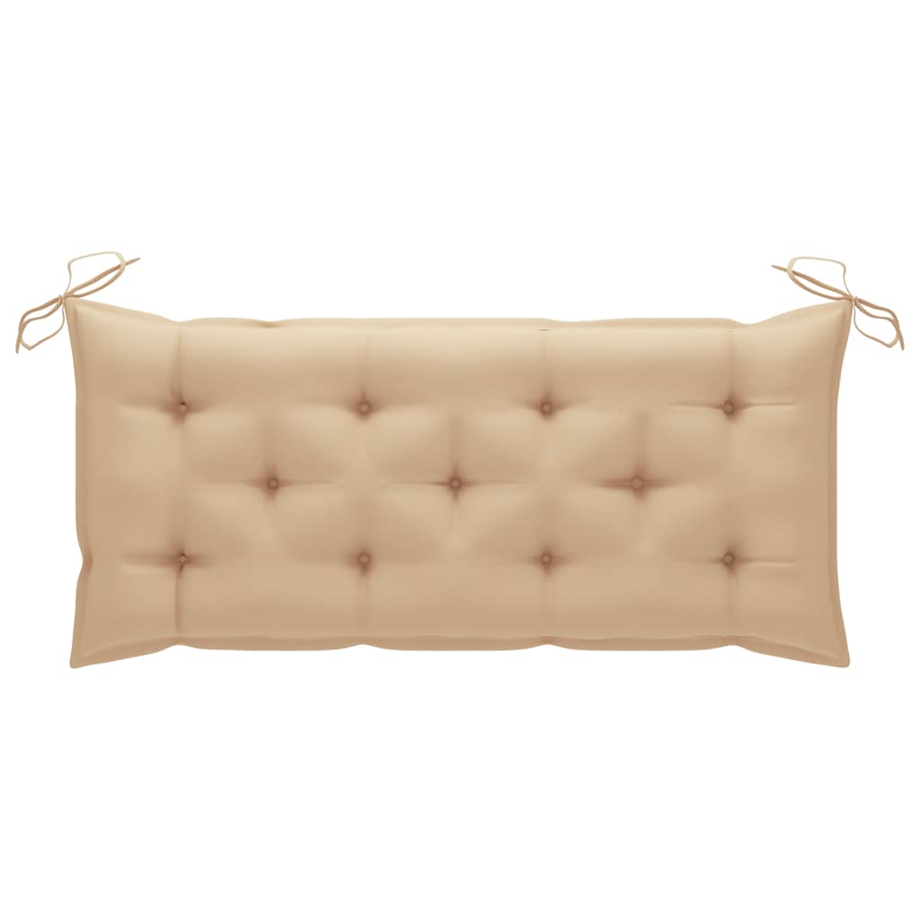 Dondolo con Cuscino Beige 120 cm in Massello di Teak