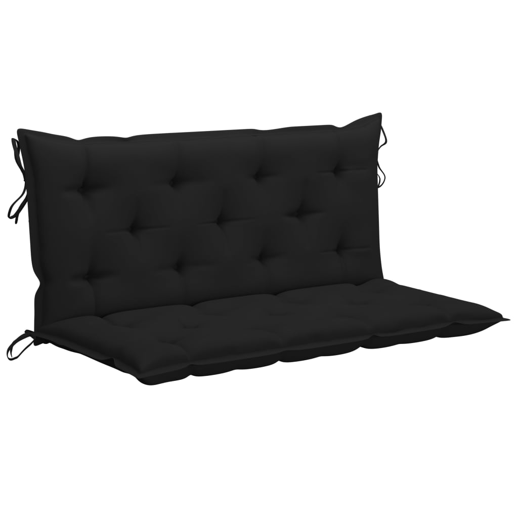 Dondolo con Cuscino Nero 120 cm Massello di Teak