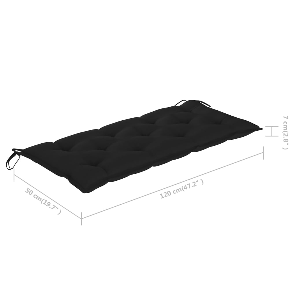 Dondolo con Cuscino Nero 120 cm Massello di Teak