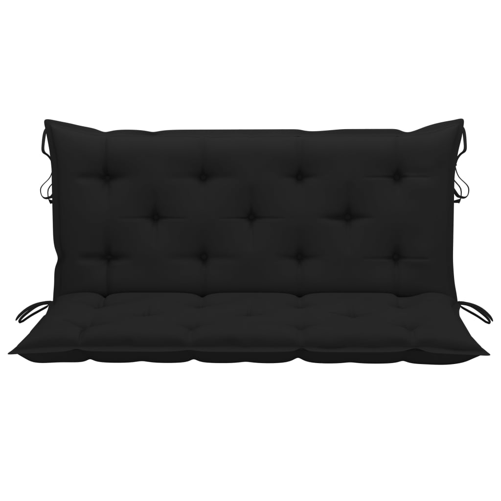 Dondolo con Cuscino Nero 120 cm Massello di Teak