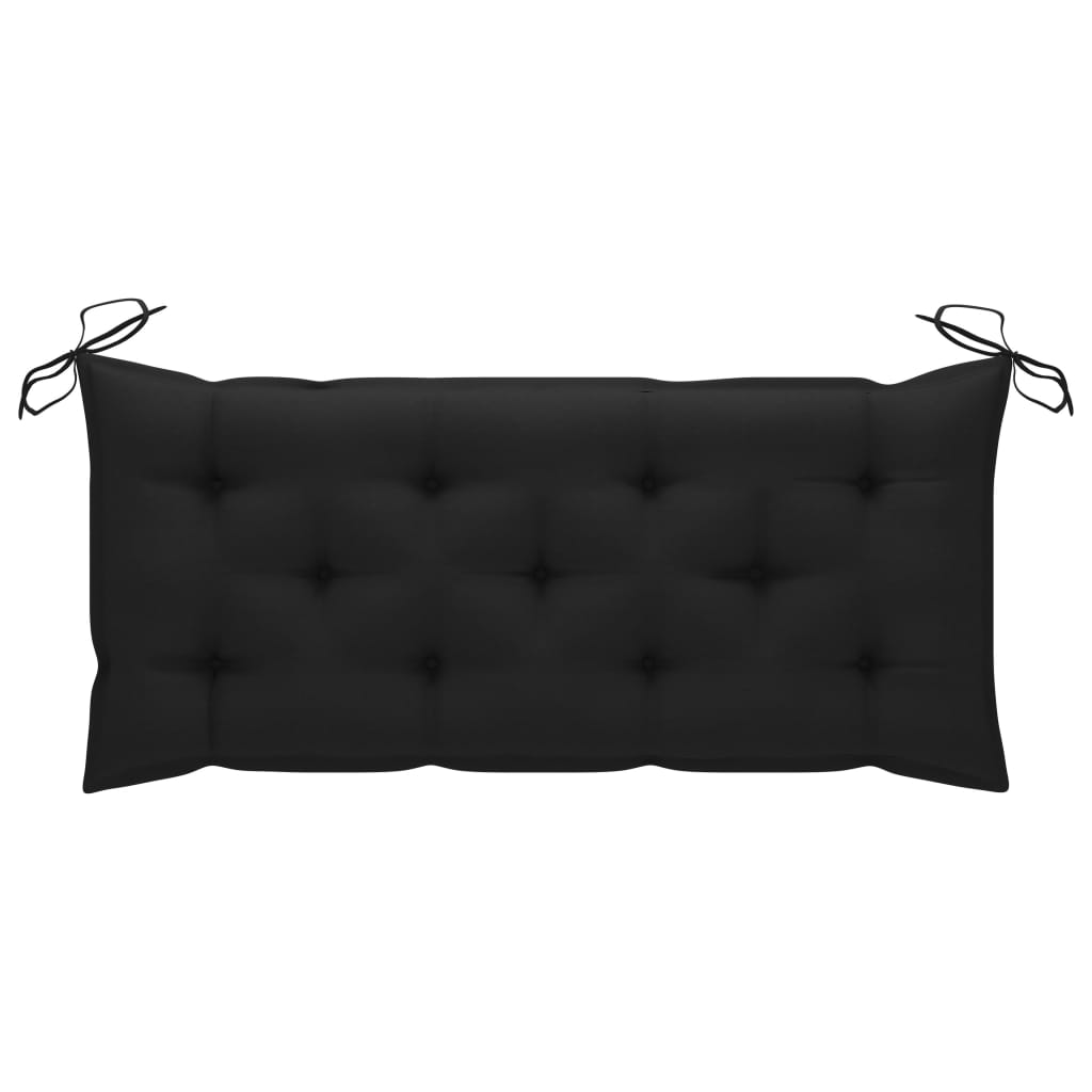 Dondolo con Cuscino Nero 120 cm Massello di Teak