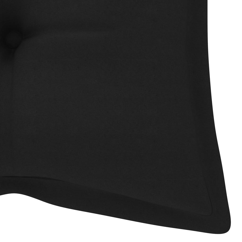 Dondolo con Cuscino Nero 120 cm Massello di Teak