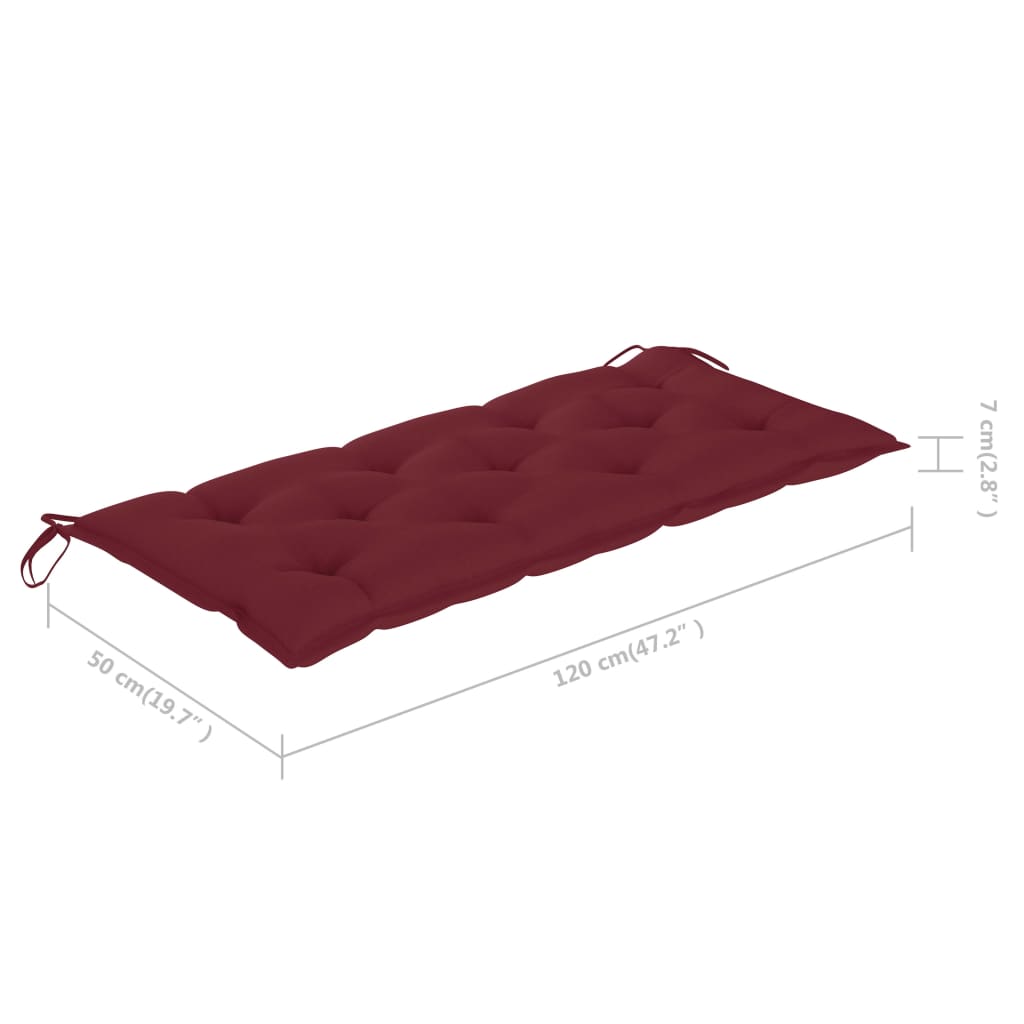 Dondolo con Cuscino Rosso Vino 120 cm Massello di Teak