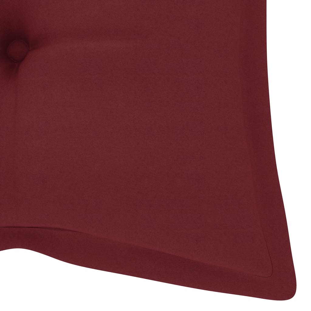 Dondolo con Cuscino Rosso Vino 120 cm Massello di Teak