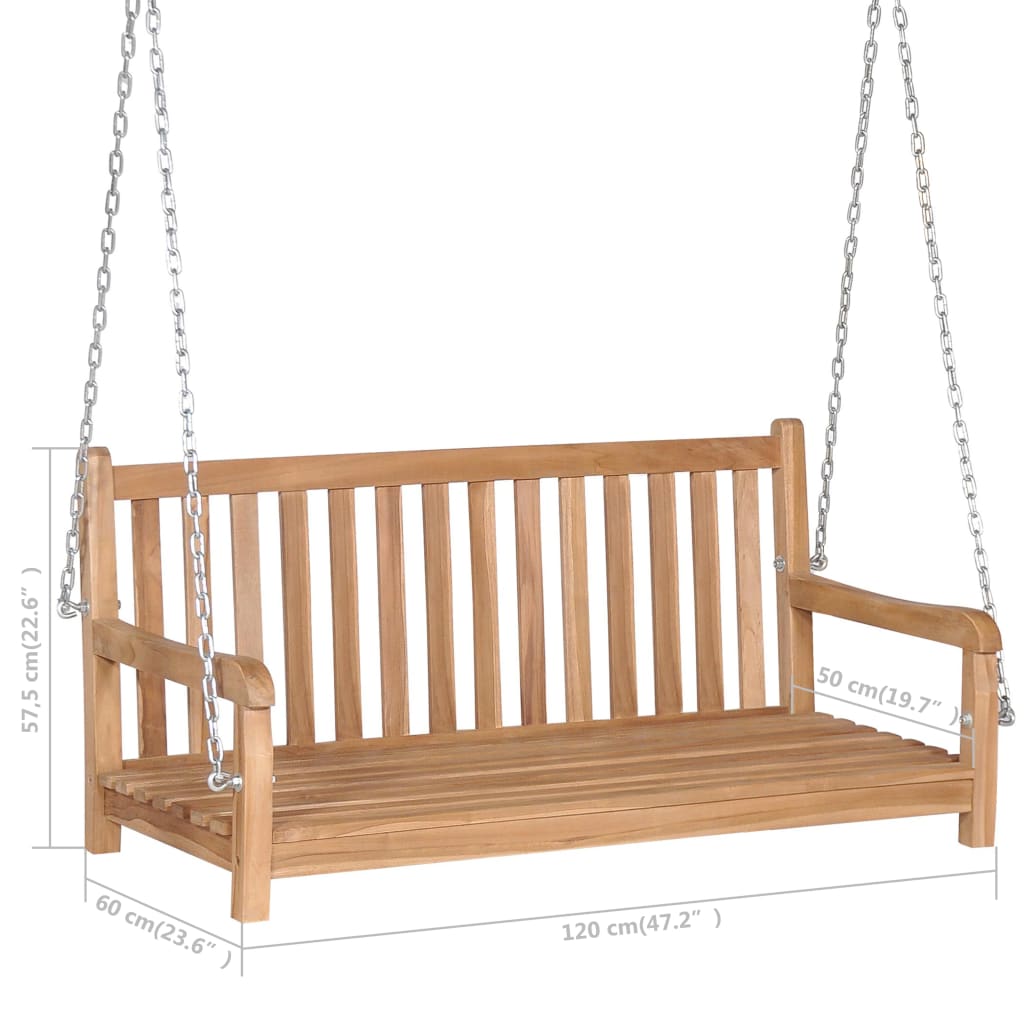 Dondolo con Cuscino Blu 120 cm Massello di Teak