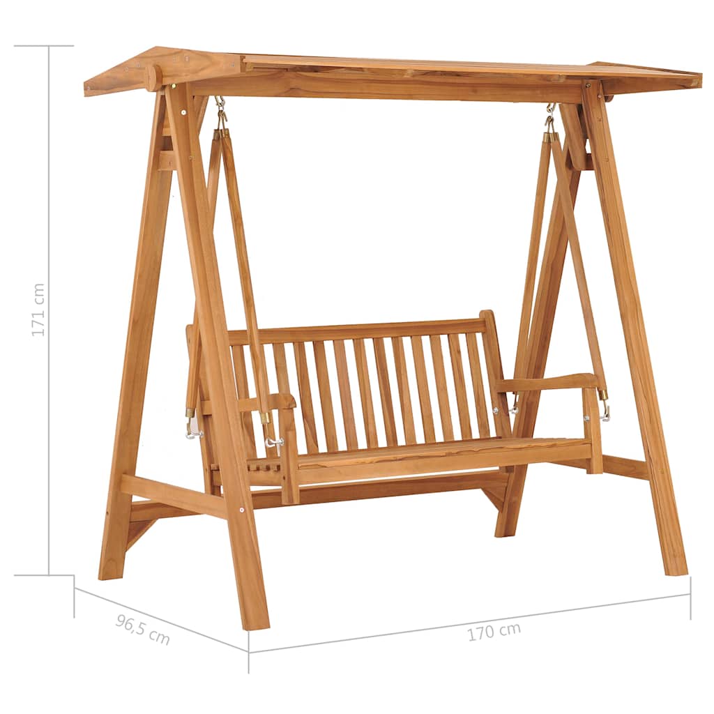 Dondolo con Cuscino Bianco 170 cm in Massello di Teak