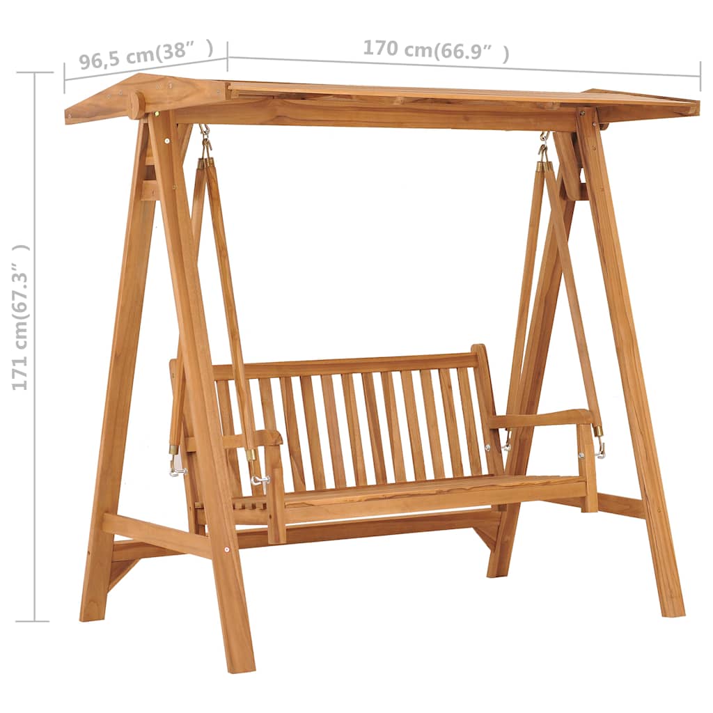 Dondolo con Cuscino Blu 170 cm Massello di Teak