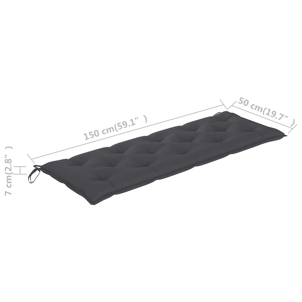 Panca da Giardino con Cuscino 150 cm in Legno Massello di Teak
