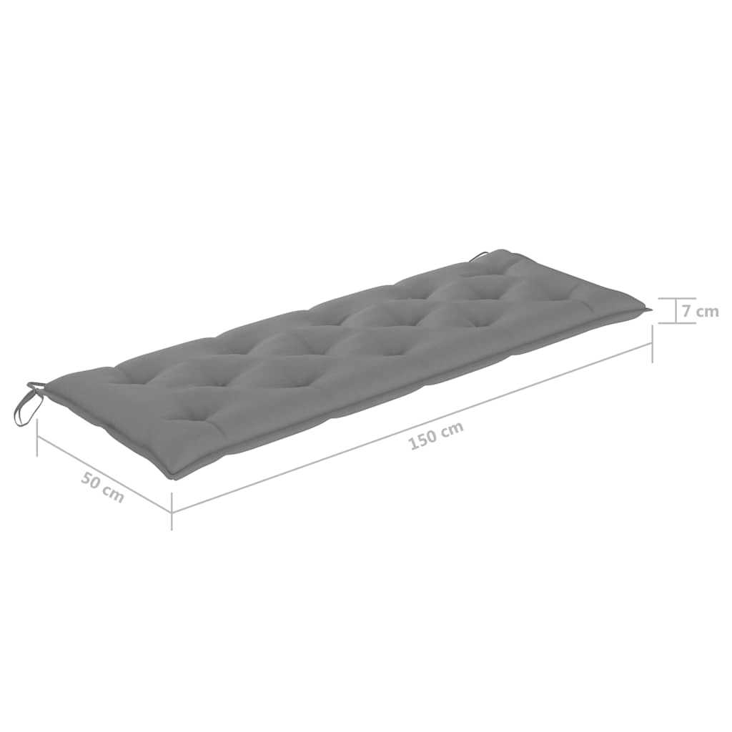 Panca da Giardino con Cuscino 150 cm in Legno Massello di Teak