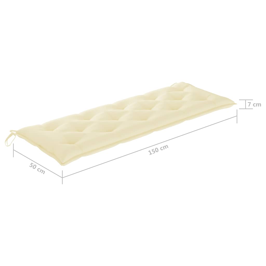 Panca da Giardino con Cuscino 150 cm in Legno Massello di Teak
