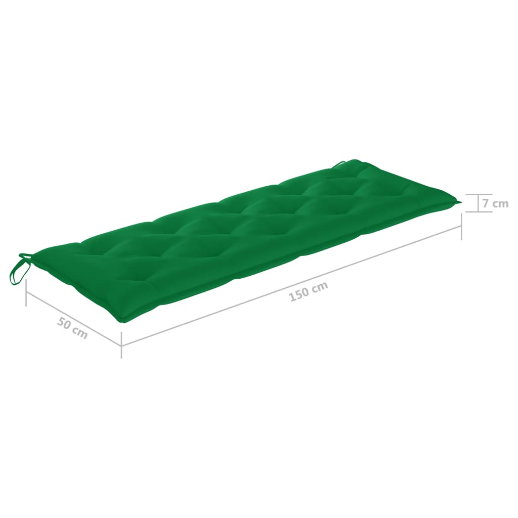 Panca da Giardino con Cuscino 150 cm in Legno Massello di Teak