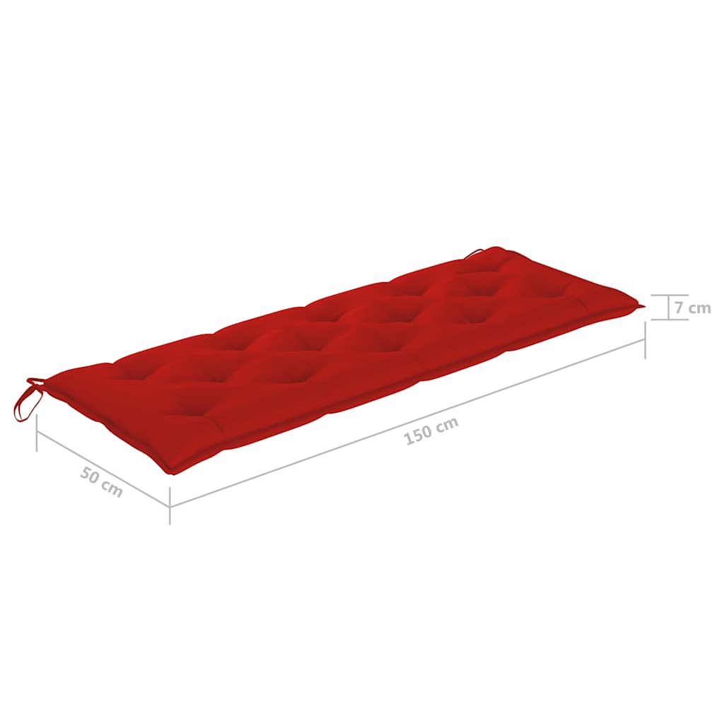 Panca da Giardino con Cuscino 150 cm in Legno Massello di Teak