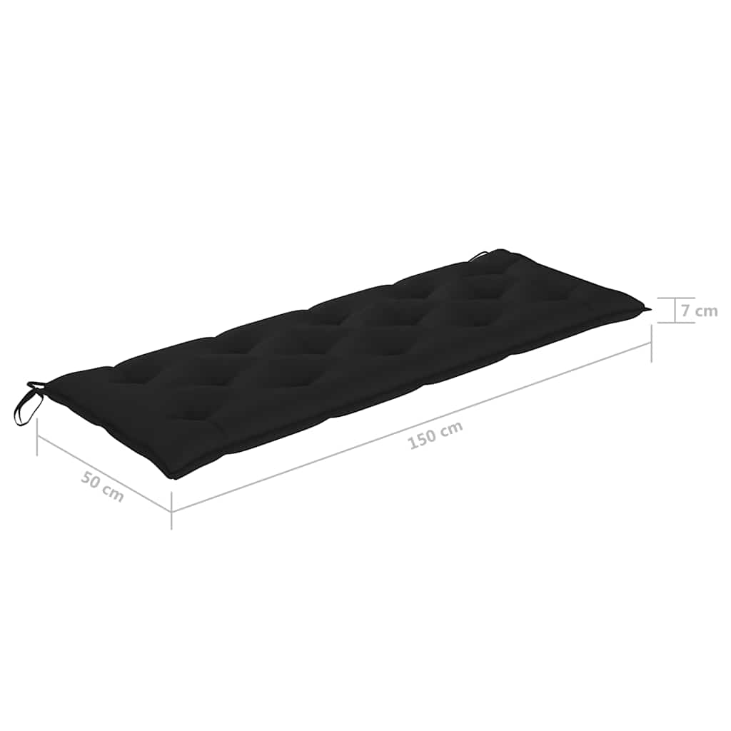 Panca da Giardino con Cuscino 150 cm in Legno Massello di Teak