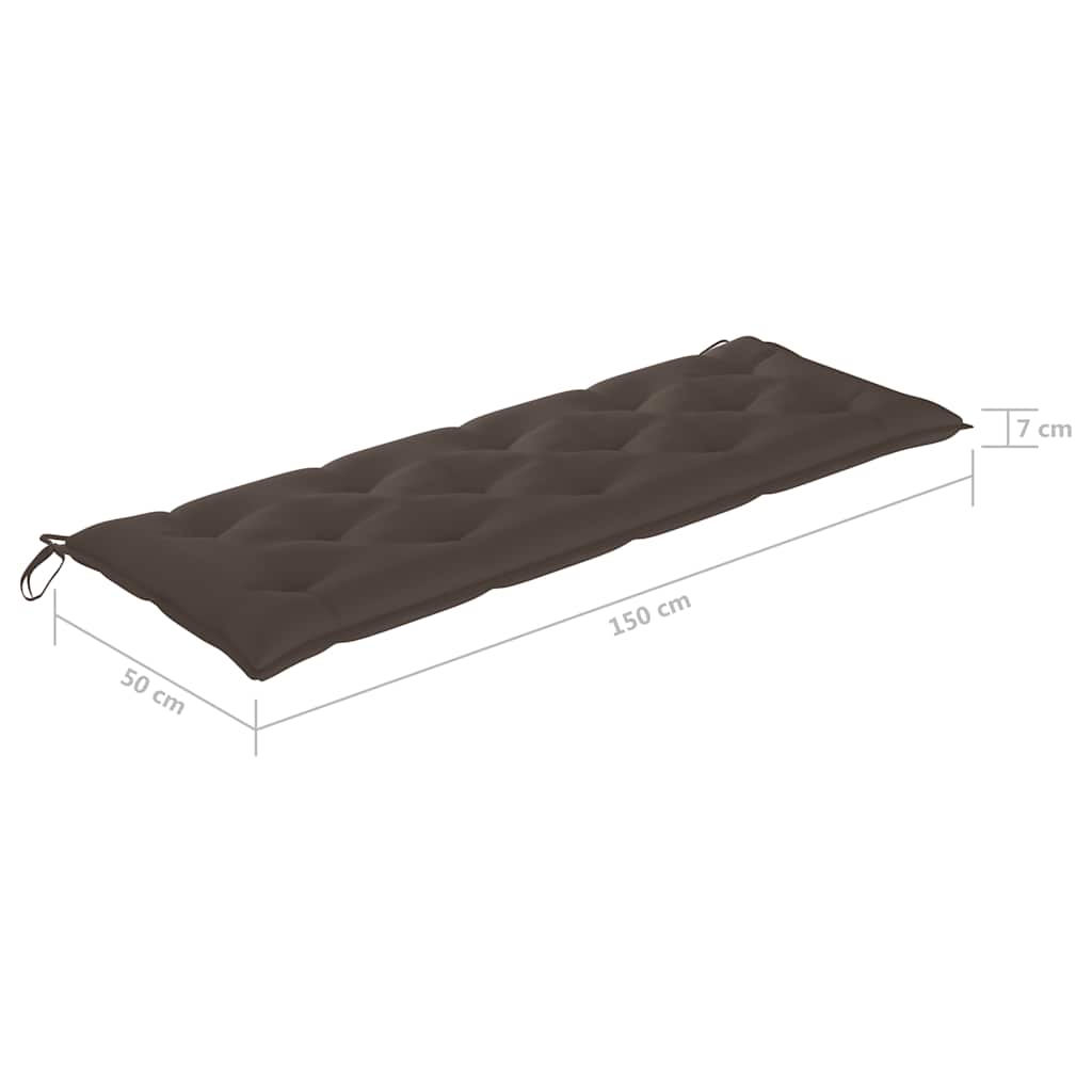 Panca da Giardino con Cuscino 150 cm in Legno Massello di Teak
