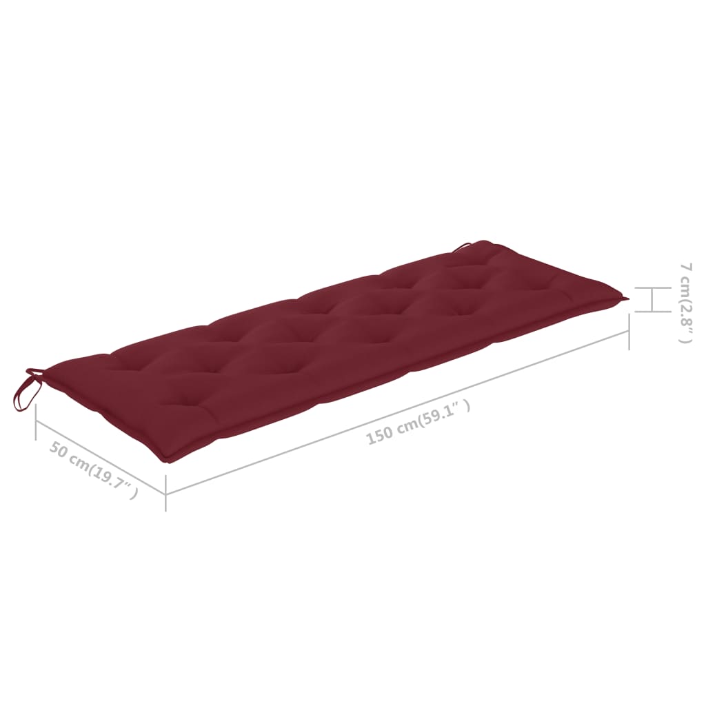 Panca da Giardino con Cuscino 150 cm in Legno Massello di Teak