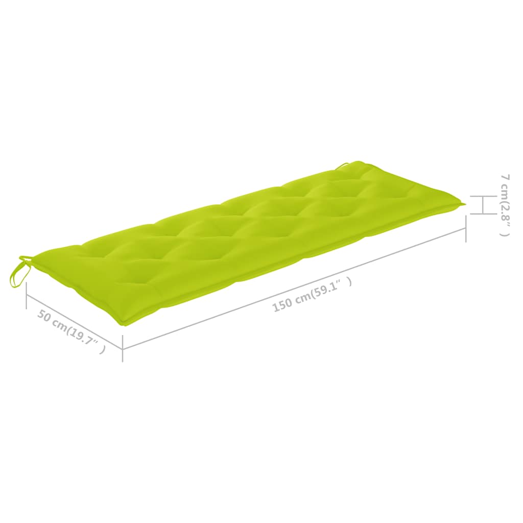 Panca da Giardino con Cuscino 150 cm in Legno Massello di Teak