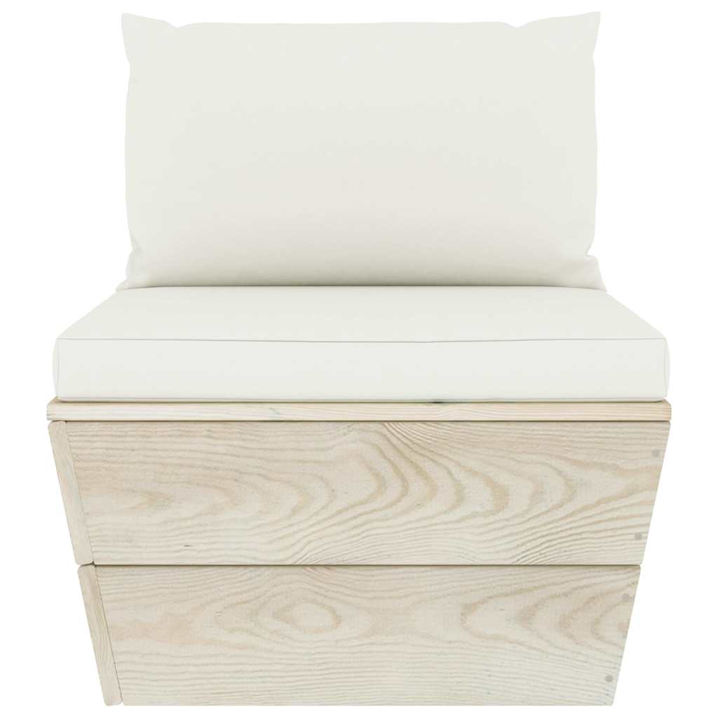 Set Divani da Giardino su Pallet 5 pz con Cuscini Legno Abete