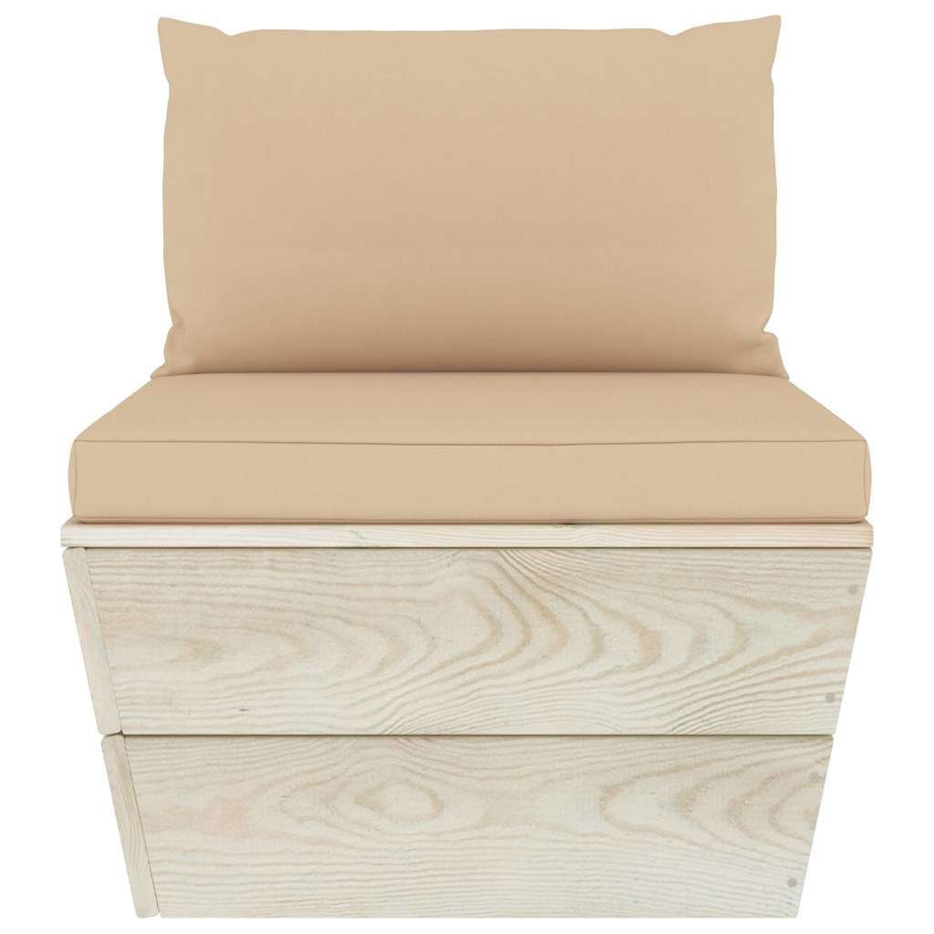Set Divani da Giardino su Pallet 5 pz con Cuscini Legno Abete