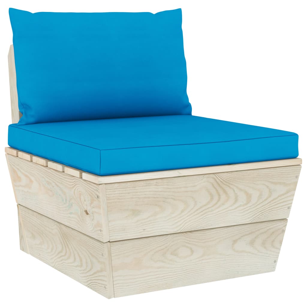 Set Divani da Giardino su Pallet 5 pz con Cuscini Legno Abete