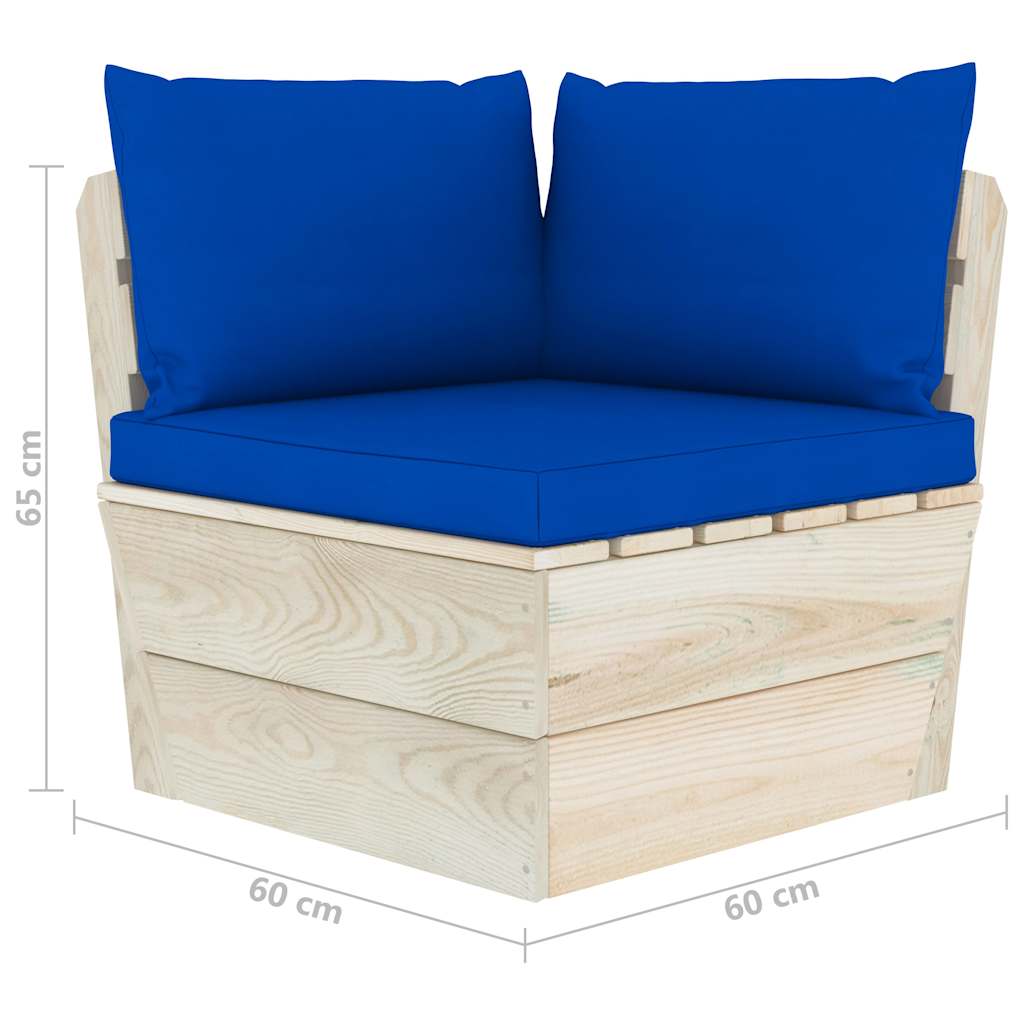 Set Divani da Giardino su Pallet 5 pz con Cuscini Legno Abete