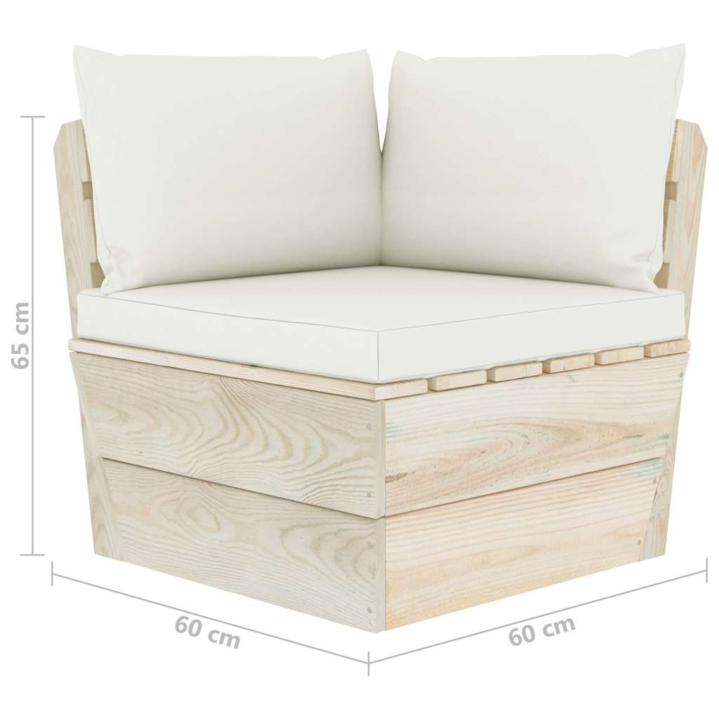 Set Divani da Giardino su Pallet 6 pz con Cuscini Legno Abete