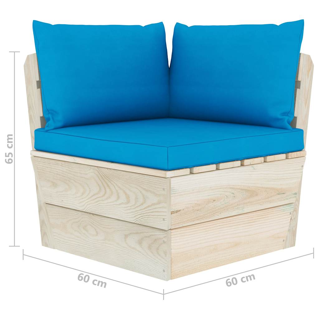 Set Divani da Giardino su Pallet 6 pz con Cuscini Legno Abete
