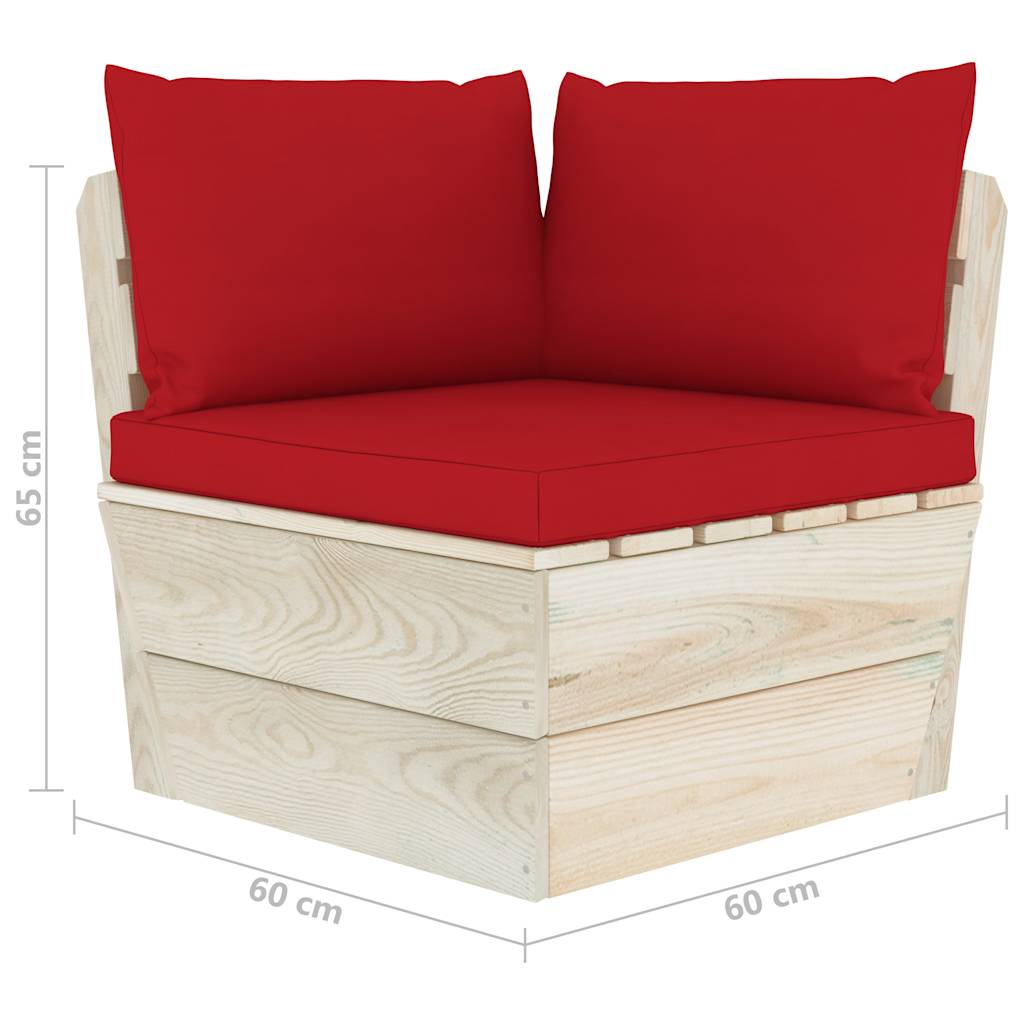 Set Divani da Giardino su Pallet 6 pz con Cuscini Legno Abete