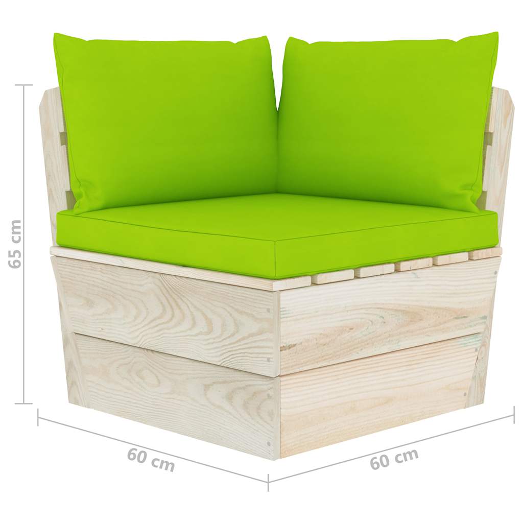 Set Divani da Giardino su Pallet 6 pz con Cuscini Legno Abete