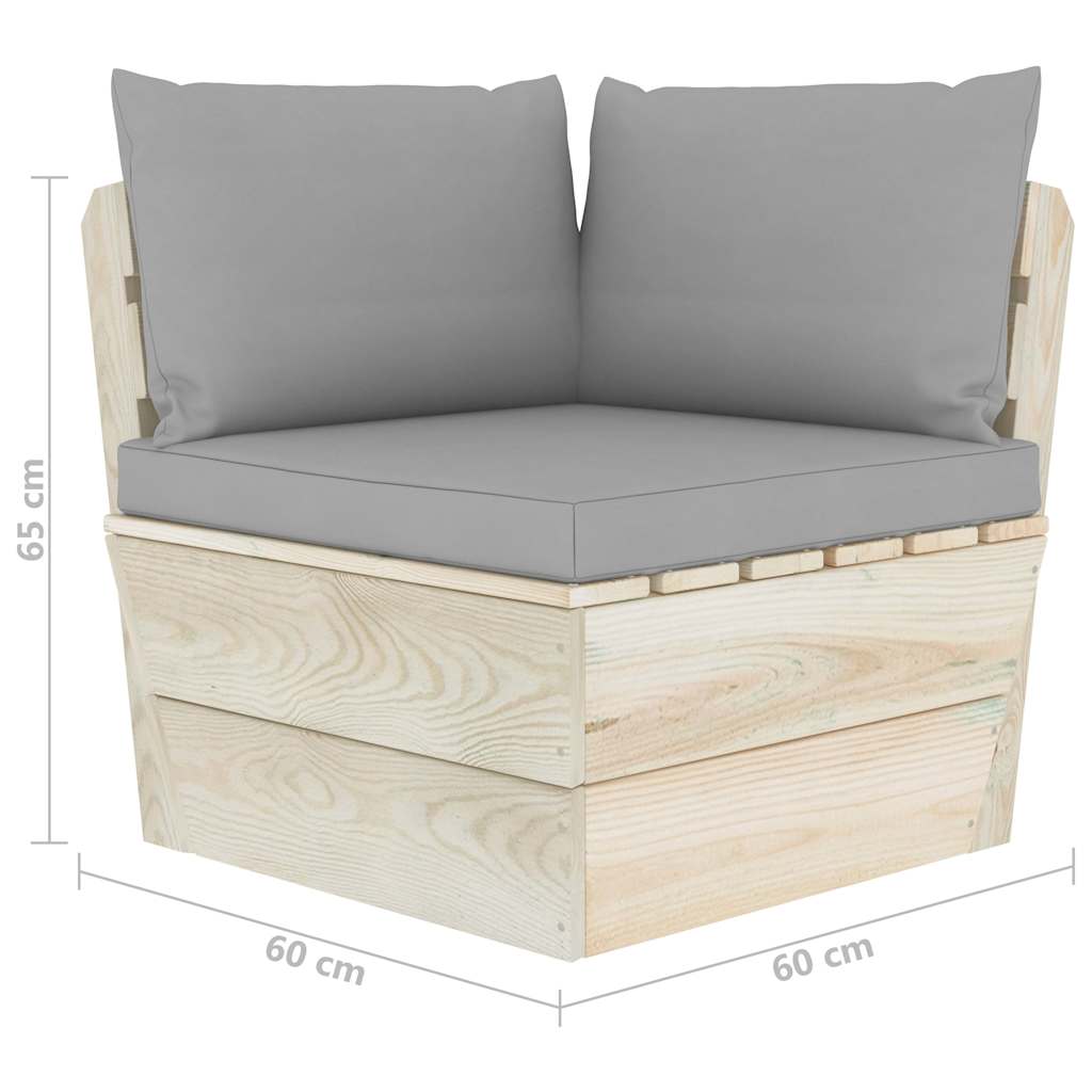 Set Divani da Giardino su Pallet 6 pz con Cuscini Legno Abete